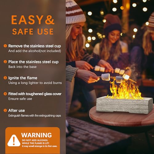 VOSSMOON Rectangular Table Fire Pit with Glass