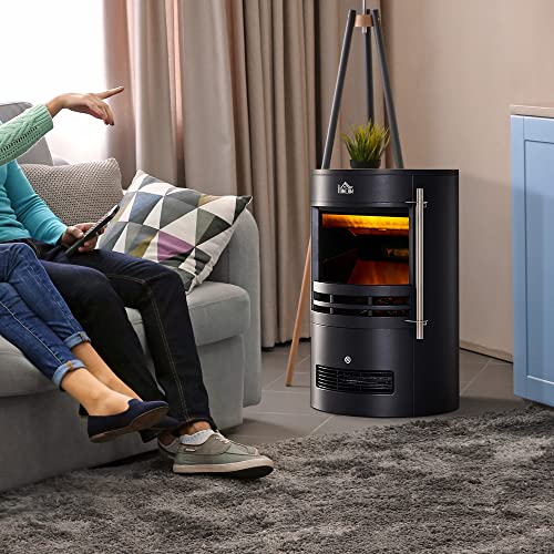 HOMCOM 900W Electric Freestanding Fireplace Heater
