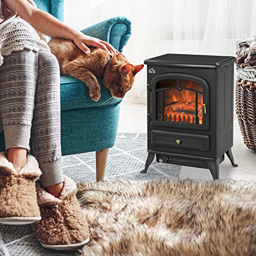 HOMCOM Portable Electric Fireplace with Log Effect