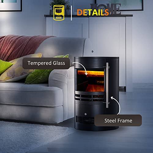HOMCOM 900W Electric Freestanding Fireplace Heater