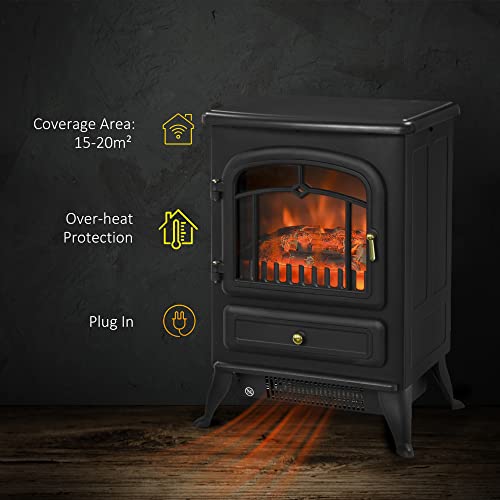HOMCOM Portable Electric Fireplace with Log Effect