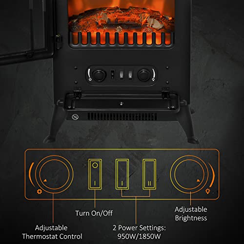 HOMCOM Portable Electric Fireplace with Log Effect