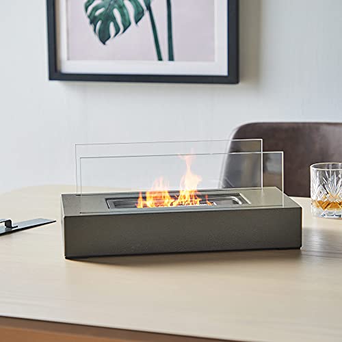 VonHaus Portable Tabletop Bioethanol Fireplace - Grey