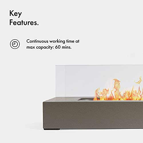 VonHaus Portable Tabletop Bioethanol Fireplace - Grey