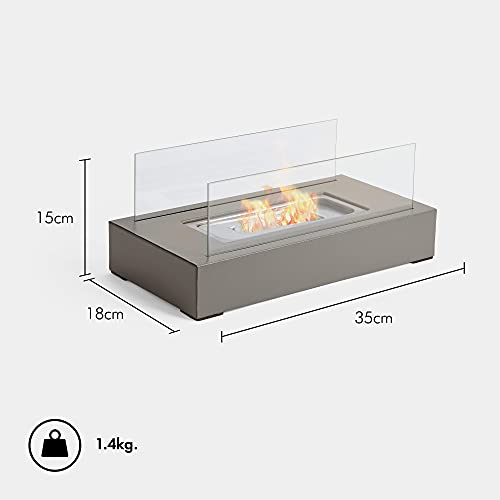 VonHaus Portable Tabletop Bioethanol Fireplace - Grey