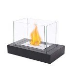 Portable Rectangular Tabletop Fire Bowl with Glass