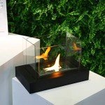 Portable Rectangular Tabletop Fire Bowl with Glass