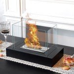 Portable Rectangular Tabletop Fire Bowl with Glass