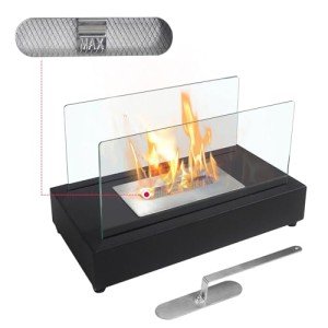 Portable Indoor/Outdoor Black Bioethanol Tabletop Fireplace