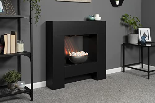 Adam Cubist 36-Inch Electric Fireplace Suite - Black