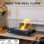 Portable Bioethanol Tabletop Fireplace with Glass