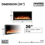 Panoramic 36" Electric Fireplace with Multi Flame Colors