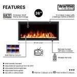 Panoramic 36" Electric Fireplace with Multi Flame Colors