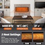 COSTWAY Electric Fireplace with Remote Control & Timer
