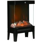 Homcom 180° Electric Fireplace Stove with LED Flame
