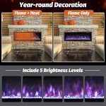 COSTWAY Electric Fireplace with Remote Control & Timer