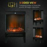Homcom 180° Electric Fireplace Stove with LED Flame