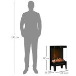 Homcom 180° Electric Fireplace Stove with LED Flame