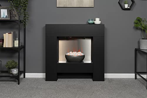 Adam Cubist 36-Inch Electric Fireplace Suite - Black