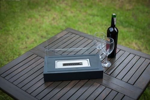Grey Glass Top Bio Ethanol Tabletop Fireplace