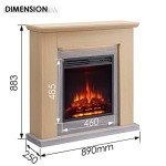 Stratford 35" Fireplace Heater in Natural Oak