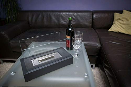 Grey Glass Top Bio Ethanol Tabletop Fireplace