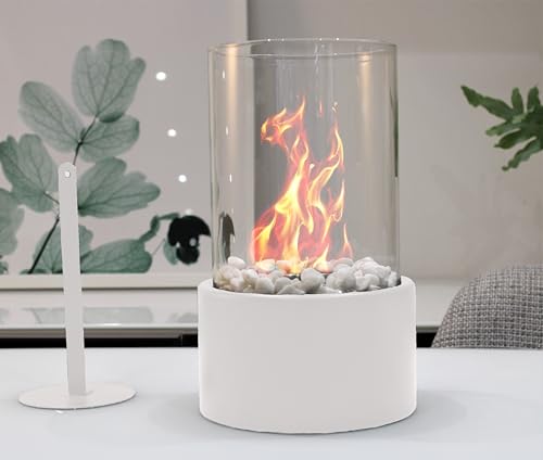 Katy Round Bioethanol Fireplace - Black & White