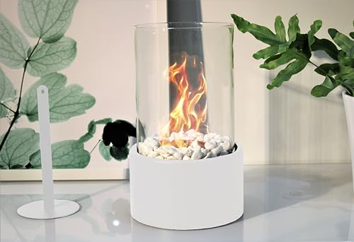 Katy Round Bioethanol Fireplace - Black & White