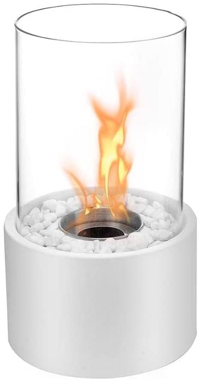 Katy Round Bioethanol Fireplace - Black & White