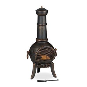 Relaxdays Outdoor Cast-Iron Terrace Oven Chimenea
