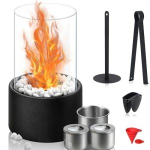 Indoor/Outdoor Bioethanol Tabletop Fireplace with Adjustable Flame
