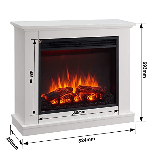 Ashbourne 32" Electric Fireplace Heater – White & More