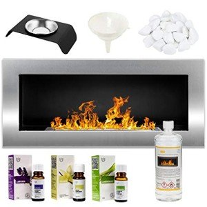 Modern Wall-Mounted Bioethanol Fireplace - 90 x 40 cm