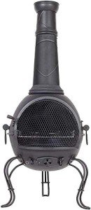 La Hacienda XL Murcia Black Steel Chiminea with Grill