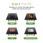 4-in-1 Fire Pit, Grill & Ice Bucket Table
