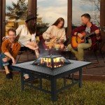 4-in-1 Fire Pit, Grill & Ice Bucket Table