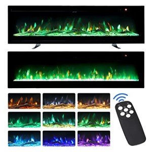INMOZATA 127cm Wall-Mounted Electric Fireplace with Remote