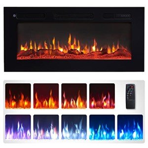 Wall-Mounted Electric Fireplace with 9 Color Flames