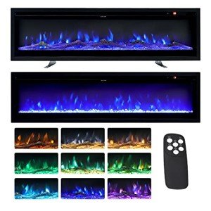 Wall-Mounted Electric Fireplace with Remote Control 152cm
