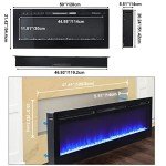 127cm Wall Mounted Electric Fireplaces with LED Flames