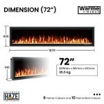 Wärme 72" Slim Frame Electric Fireplace with Multi Flame