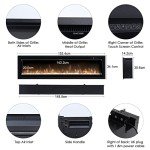 Wall-Mounted Electric Fireplace with Remote Control 152cm