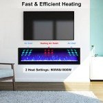 Wall-Mounted Electric Fireplace with Remote Control 152cm