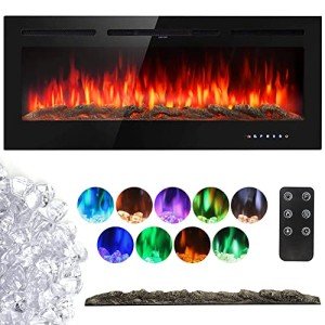 50-Inch Wall Mounted Electric Fireplace with Remote