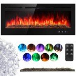 50-Inch Wall Mounted Electric Fireplace with Remote