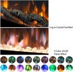 50-Inch Wall Mounted Electric Fireplace with Remote