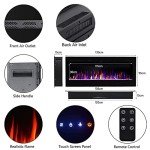 50-Inch Wall Mounted Electric Fireplace with Remote