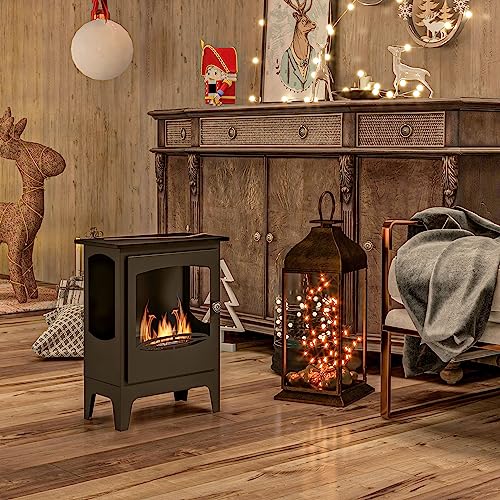 HOMCOM Black Freestanding Ethanol Fireplace with Snuffer