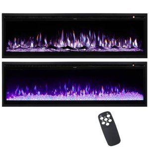 42" Wall-Mounted Electric Fireplace with Remote Control
