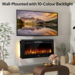 UNIONLINE 102cm Wall-Mounted Electric Fireplace with LED Flames